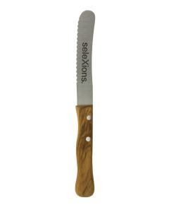 Olivenholz "Buckelmesser"-Wellenschliff/Frühstücksmesser, 22cm