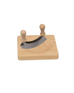 Wiegebrett viereckig mit Doppelklingen Wiegemesser, 20x20x2,5cm