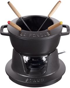 Staub Fondue Set aus Gusseisen, schwarz
