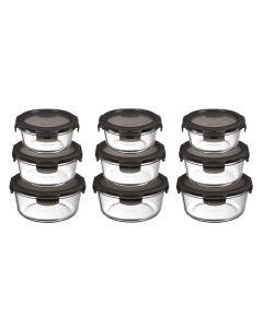 LocknLock Boroseal 9er-Set, rund, grauer Deckel (LLG861GS9)