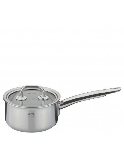 Spring: Brigade Basic Stielkasserolle nieder mit Glasdeckel, Ø14cm