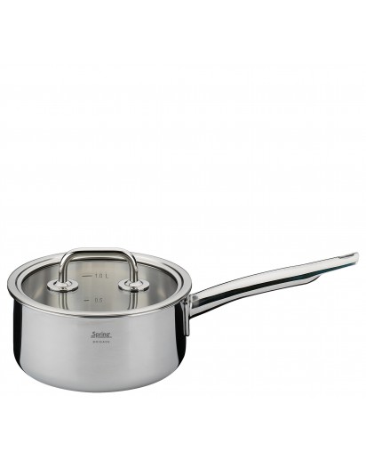 Spring: Brigade Basic Stielkasserolle nieder mit Glasdeckel, Ø16cm