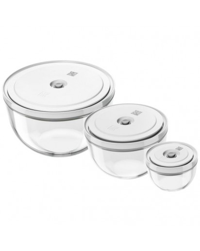 Zwilling: Fresh & Save Bowls Vakuumschüssel Set S/M/L, 6-tlg., Glas