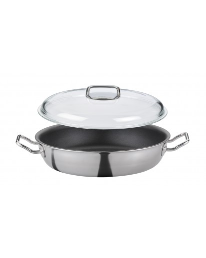 Spring: Vulcano Classic Servierpfanne XL hoch mit Domo Glasdeckel, Ø24cm