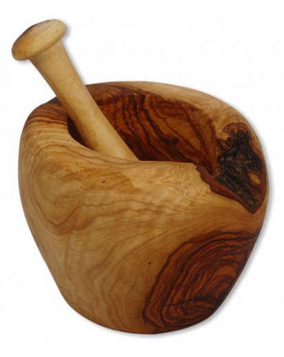 Olivenholz Mörser mit Rinde, ca Ø12cm