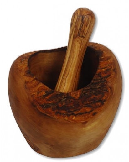 Olivenholz Mörser mit Rinde, ca Ø8cm