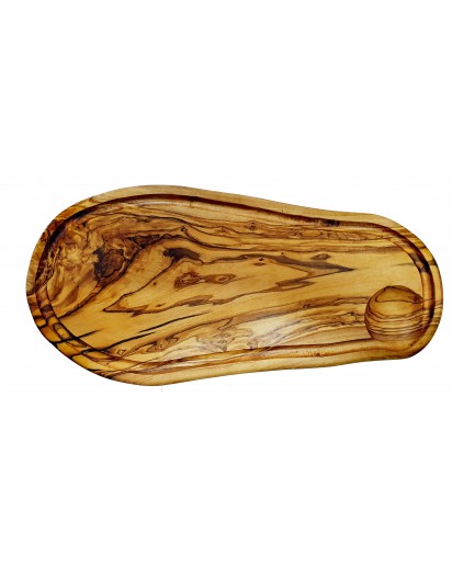 Olivenholz Brett mit Saftrille Naturform, ca.40cm