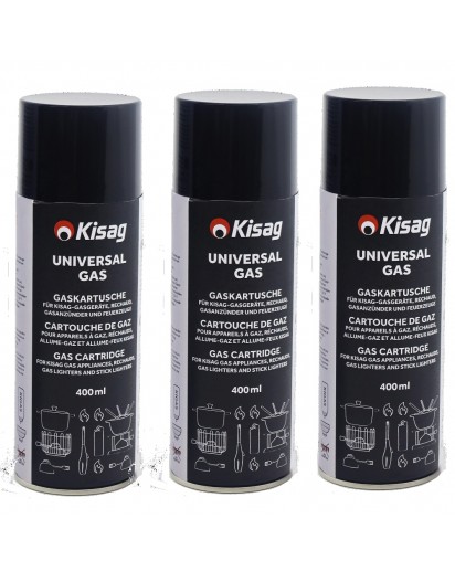 Kisag: Kigas Universalgas 3x Nachfüllflaschen (inkl. Adapter)