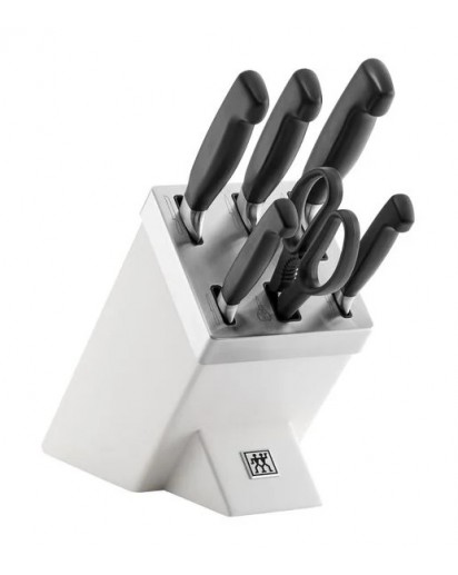 Zwilling: Vier Sterne Selbstschärfender Messerblock 7-tlg., Esche, Weiss