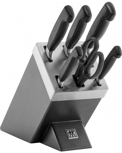 Zwilling: Vier Sterne Selbstschärfender Messerblock 7-tlg., Esche, Anthrazit