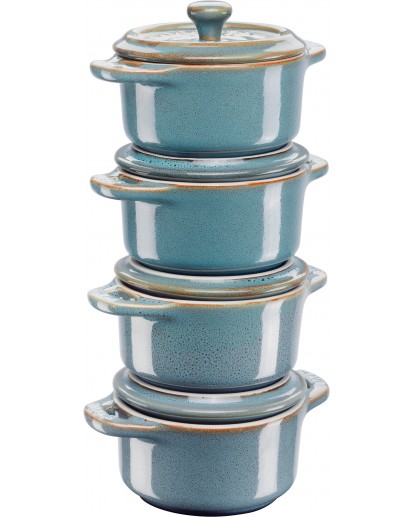 Staub: Cocotte Set 4-tlg., rund, Keramik, Antiktürkis