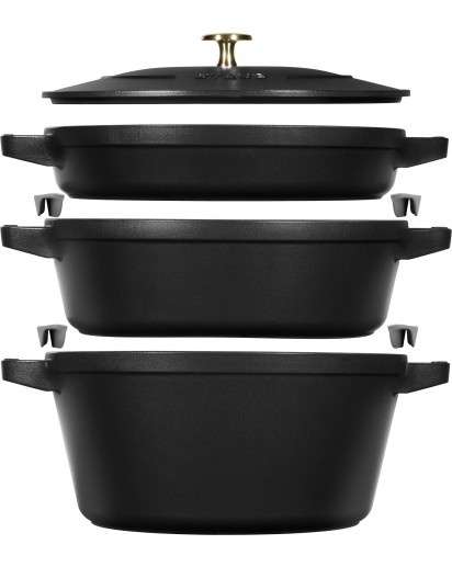 Staub: Kochtopfset 3-tlg. aus Gusseisen, schwarz