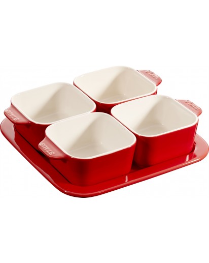 Staub: Tapas Set 5-tlg., kirschrot, quadratisch