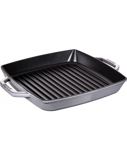 Staub: Grill-Pfanne mit 2 Griffen, quadratisch, grafitgrau, 28cm