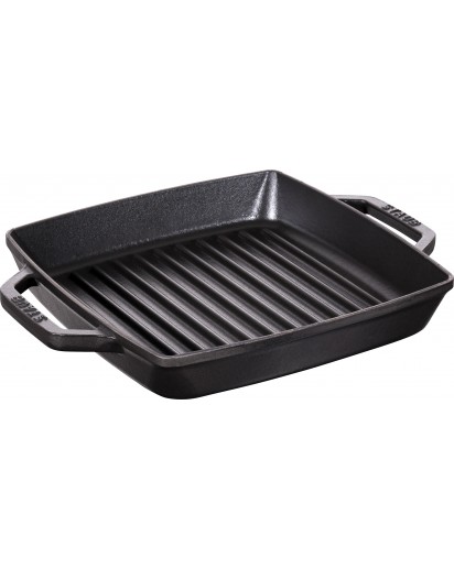 Staub: Grill-Pfanne mit 2 Griffen, quadratisch, schwarz, 23cm