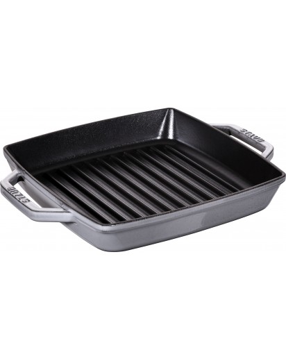 Staub: Grill-Pfanne mit 2 Griffen, quadratisch, grafitgrau, 23cm