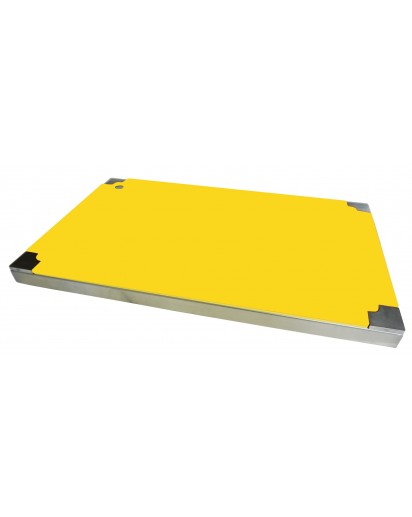 seleXions®: Top Board Edelstahl GN 1/1 mit 3 Schneideinlagen vollflächig, gelb