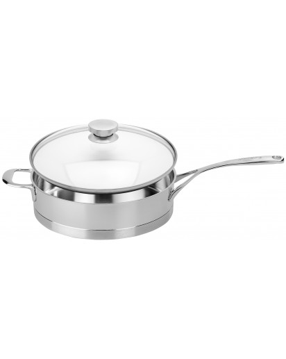 Demeyere: Atlantis Sauteuse niedrig mit Zwilling Glasdeckel, Ø28cm