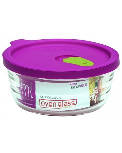 LocknLock: oven glass mit lila Mikrowellen-Deckel, rund, 280ml (LLG741)