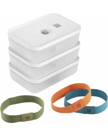 Zwilling: Fresh & Save Vakuum Lunchbox Set, L flach, 6-tlg, Kunststoff, Semitransparent-Grau