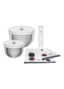 Zwilling: Fresh & Save Bowls Vakuum Starter Set, Edelstahl M/L, 9-tlg., Silber-Weiß 