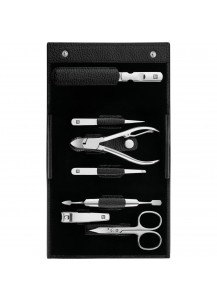 Zwilling: Classic Druckknopf, 7-tlg., schwarzes Leder