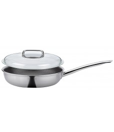 Spring: Vulcano Cut Resist Pure Servierpfanne XL mit Domo Glasdeckel