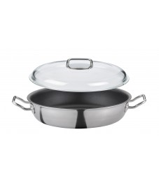 Spring: Vulcano Classic Servierpfanne XL hoch mit Domo Glasdeckel, Ø24cm