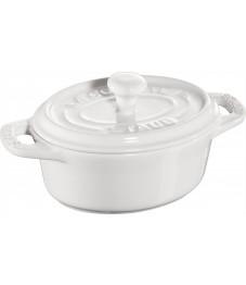 Staub: Mini Cocotte Keramik, oval, 11cm, weiß