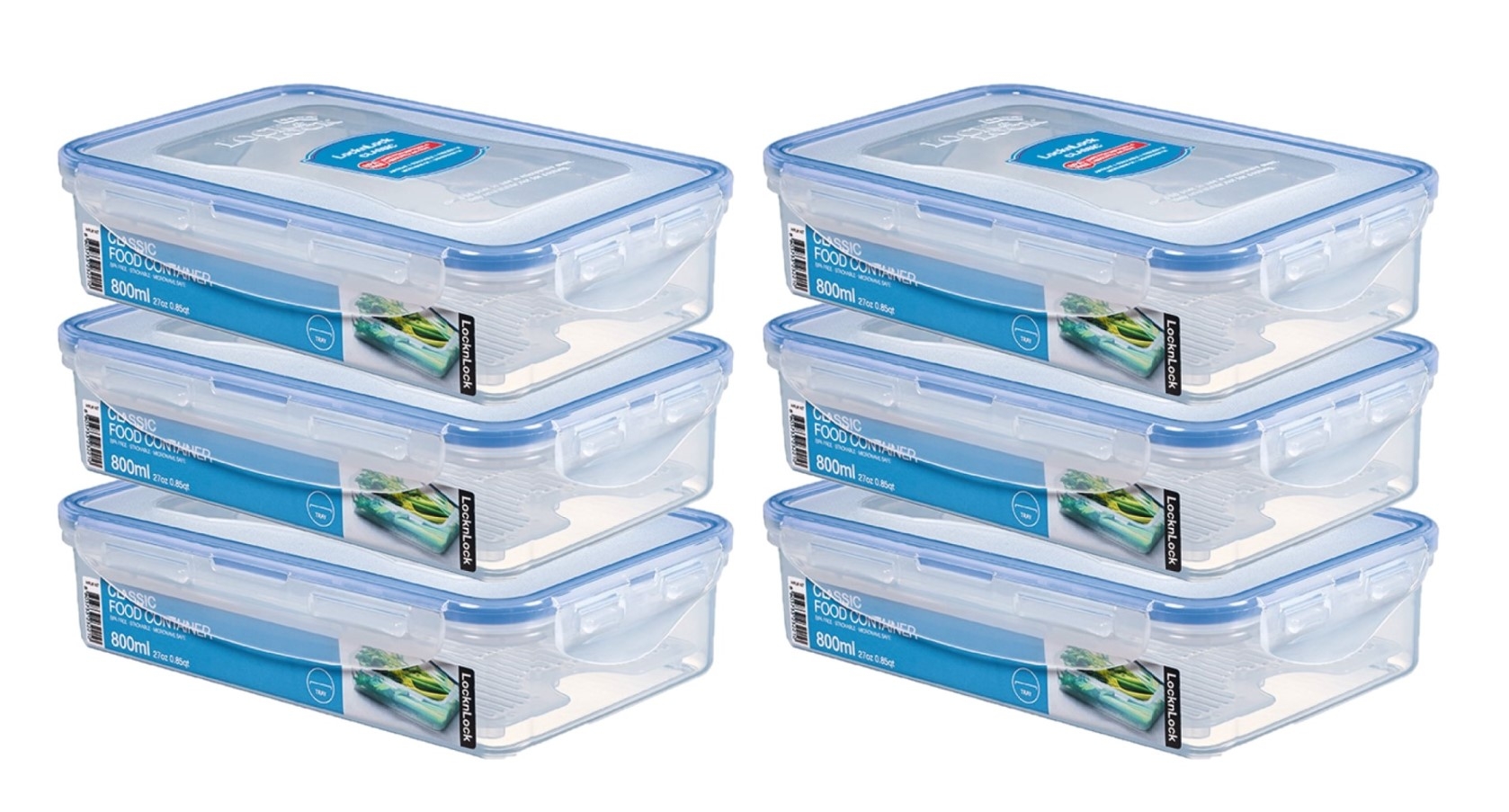  LocknLock 6x Dose mit Ablaufgitter rechteckig 0,8 l (HPL816T/6)