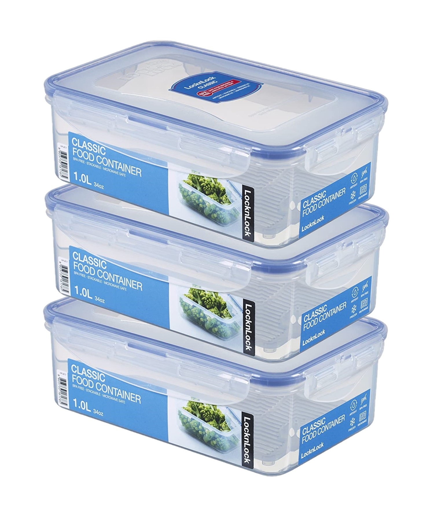  LocknLock 3x Dose rechteckig mit Ablaufgitter 1,0 l (HPL817T/3)